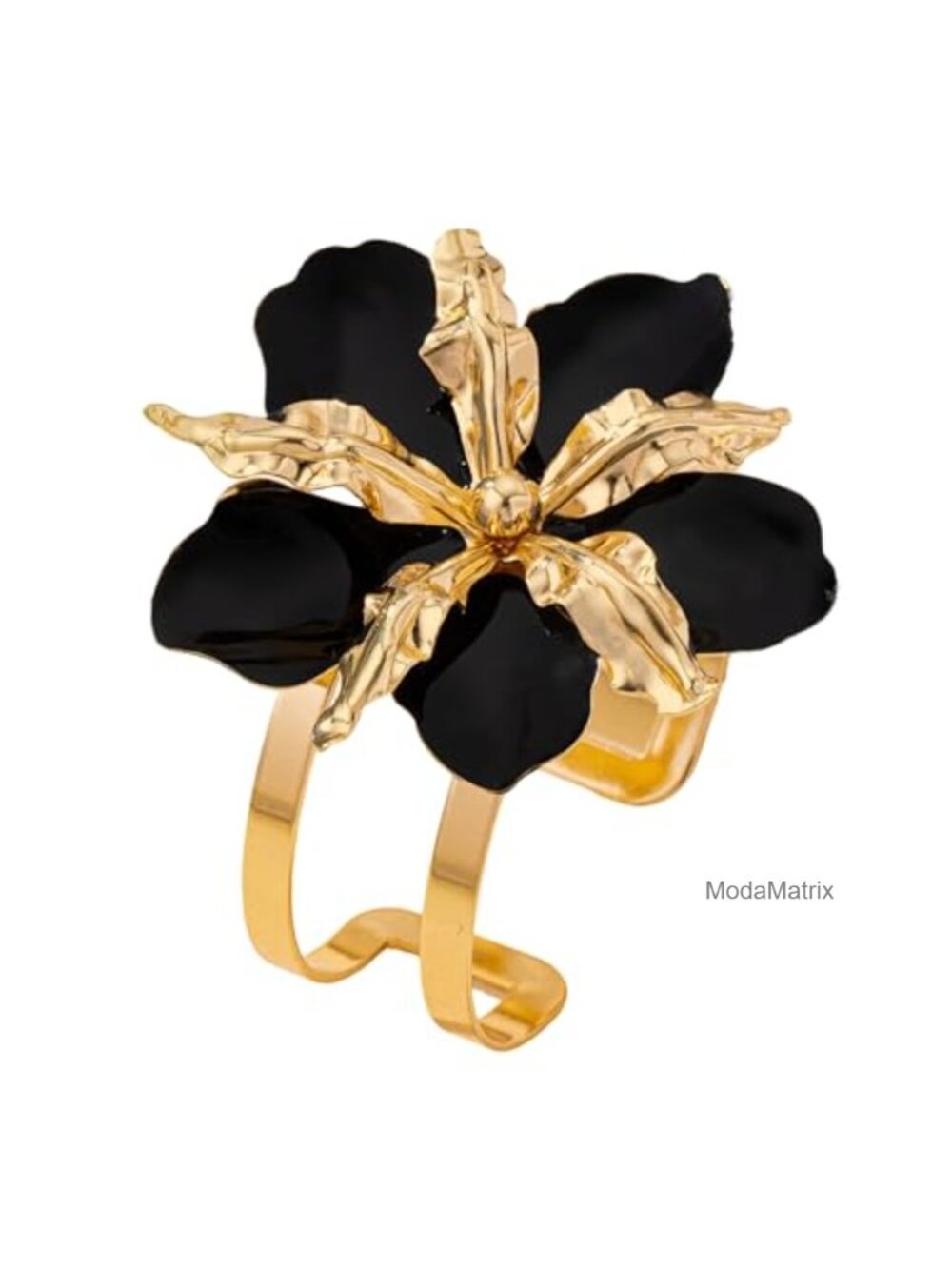 Chunky Gold Bangle Bracelets for Women, Wide Hammered Cuff, Flower Arm Cuffs
